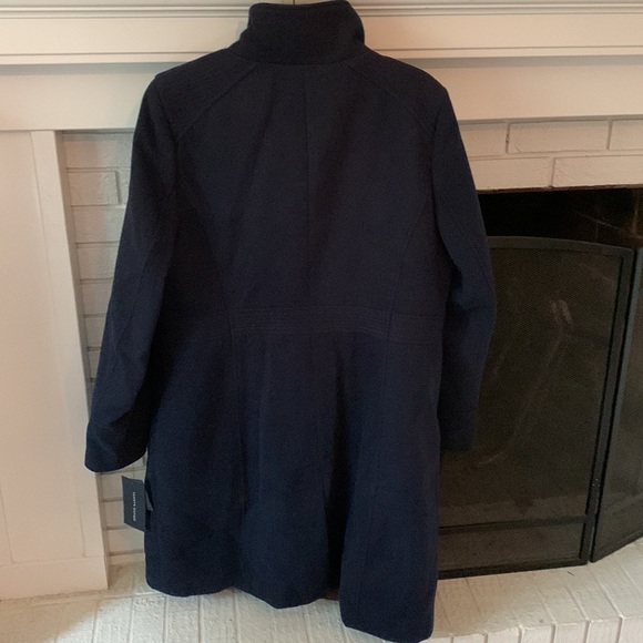 NWT Tommy Hilfiger Womens Single-Breasted Stand-Collar Coat in Navy - Picture 4 of 14